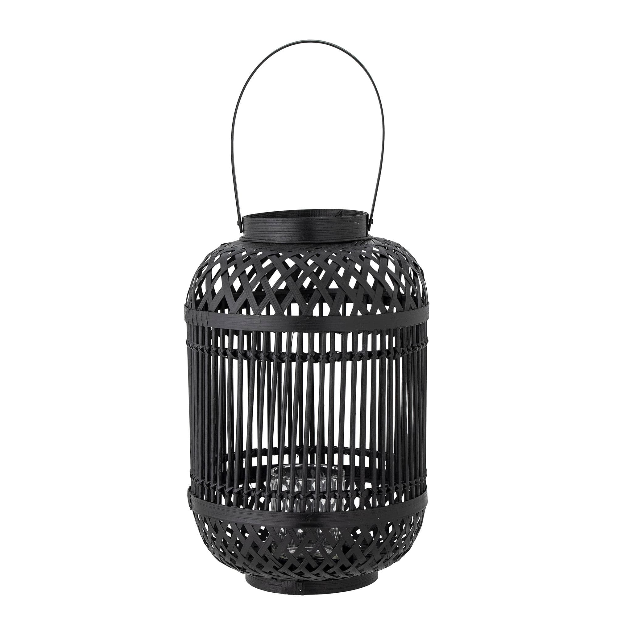 BLOOMINGVILLE Tilla lykta m/glas, svart, bambu