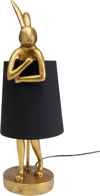 KARE DESIGN Animal Rabbit bordslampa - svart linne och guld polyresin/stål (H:50cm)