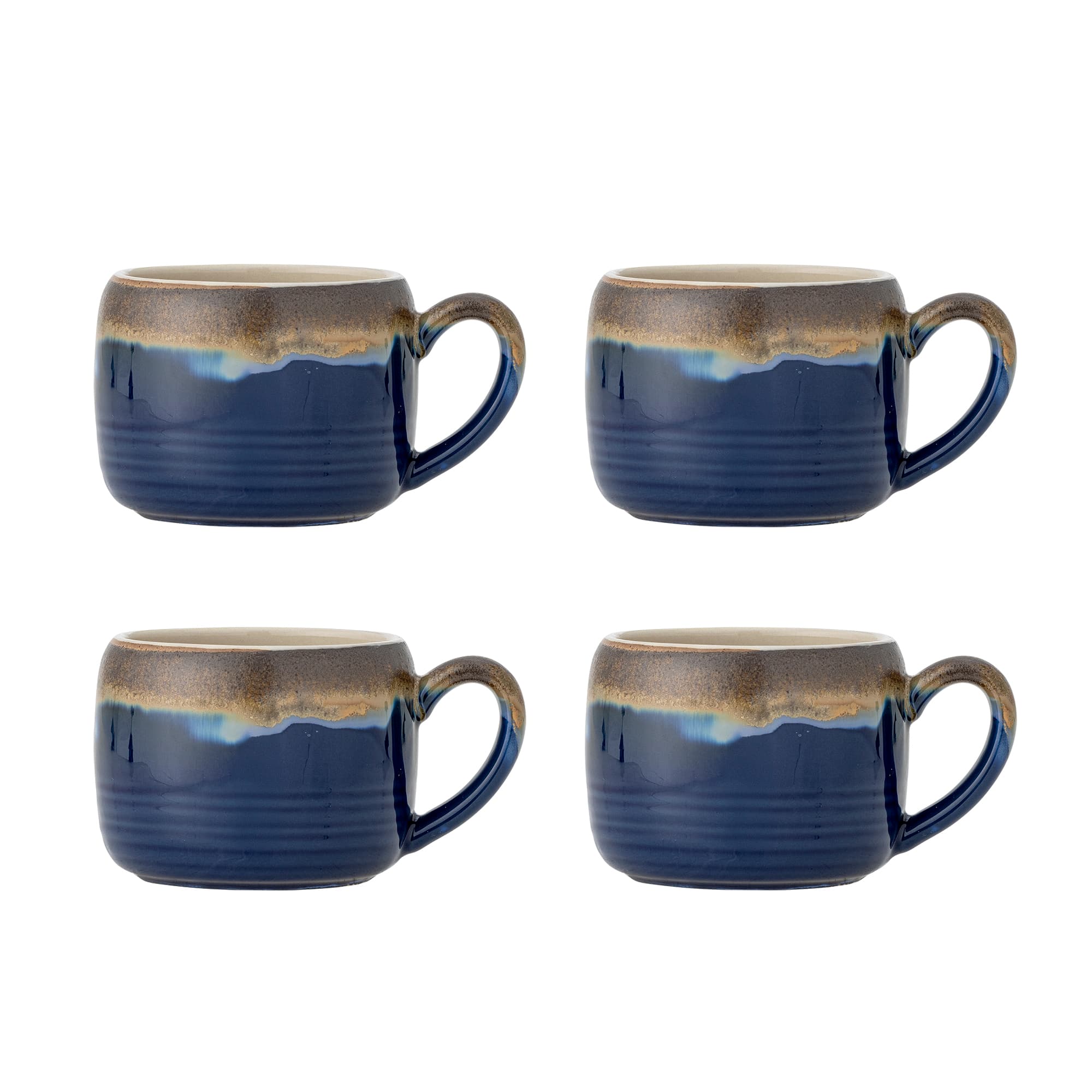 BLOOMINGVILLE Sheen mugg, blå, stengods (D10,5xH8 cm, set med 4)