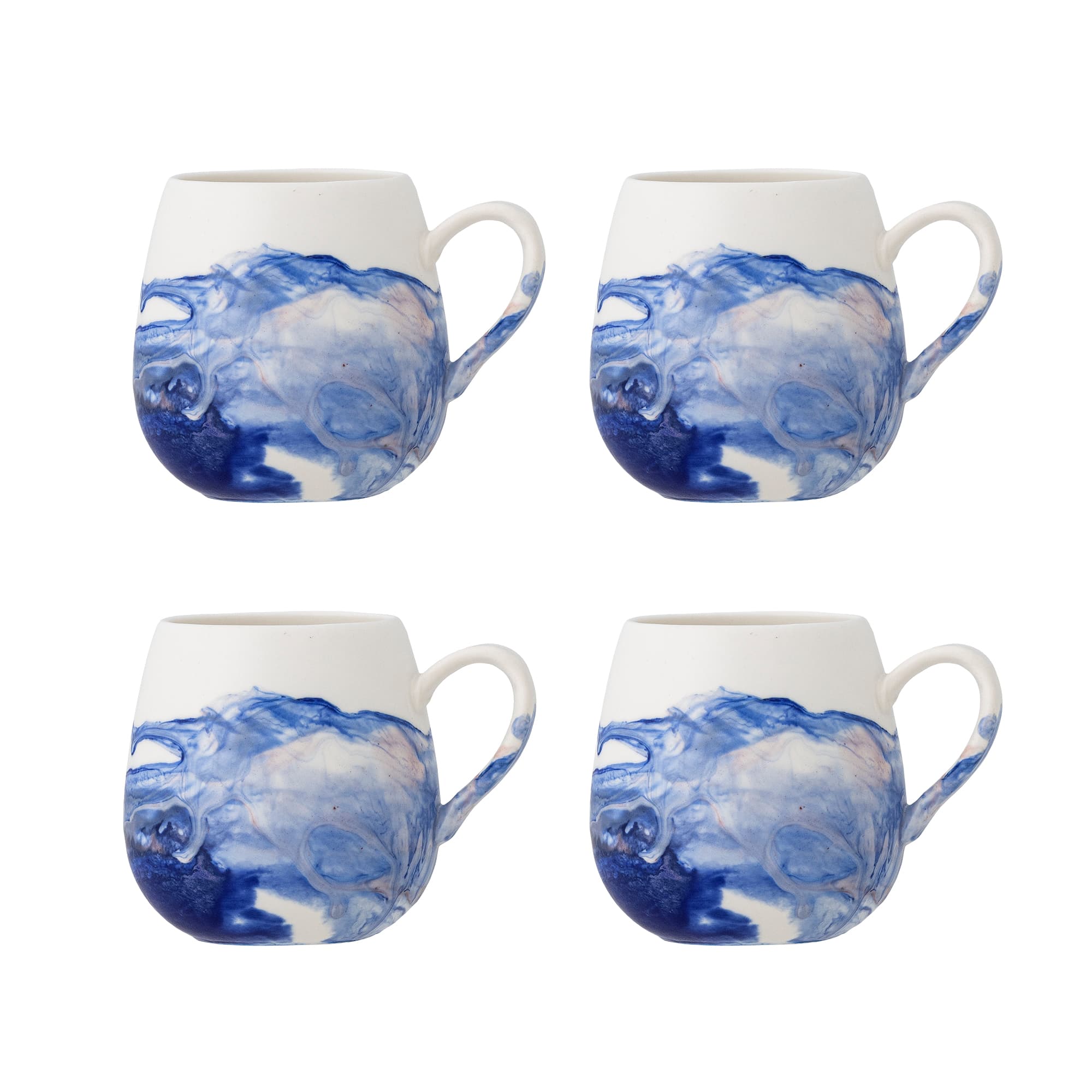 BLOOMINGVILLE Lyrakopp, Blå, Stengods (D8xH8 cm, Set om 4)
