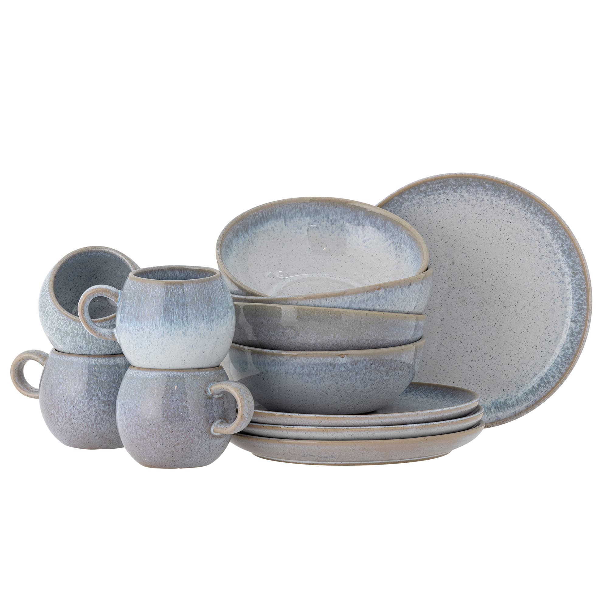BLOOMINGVILLE Paula frukostset - blått stengods (set med 12)