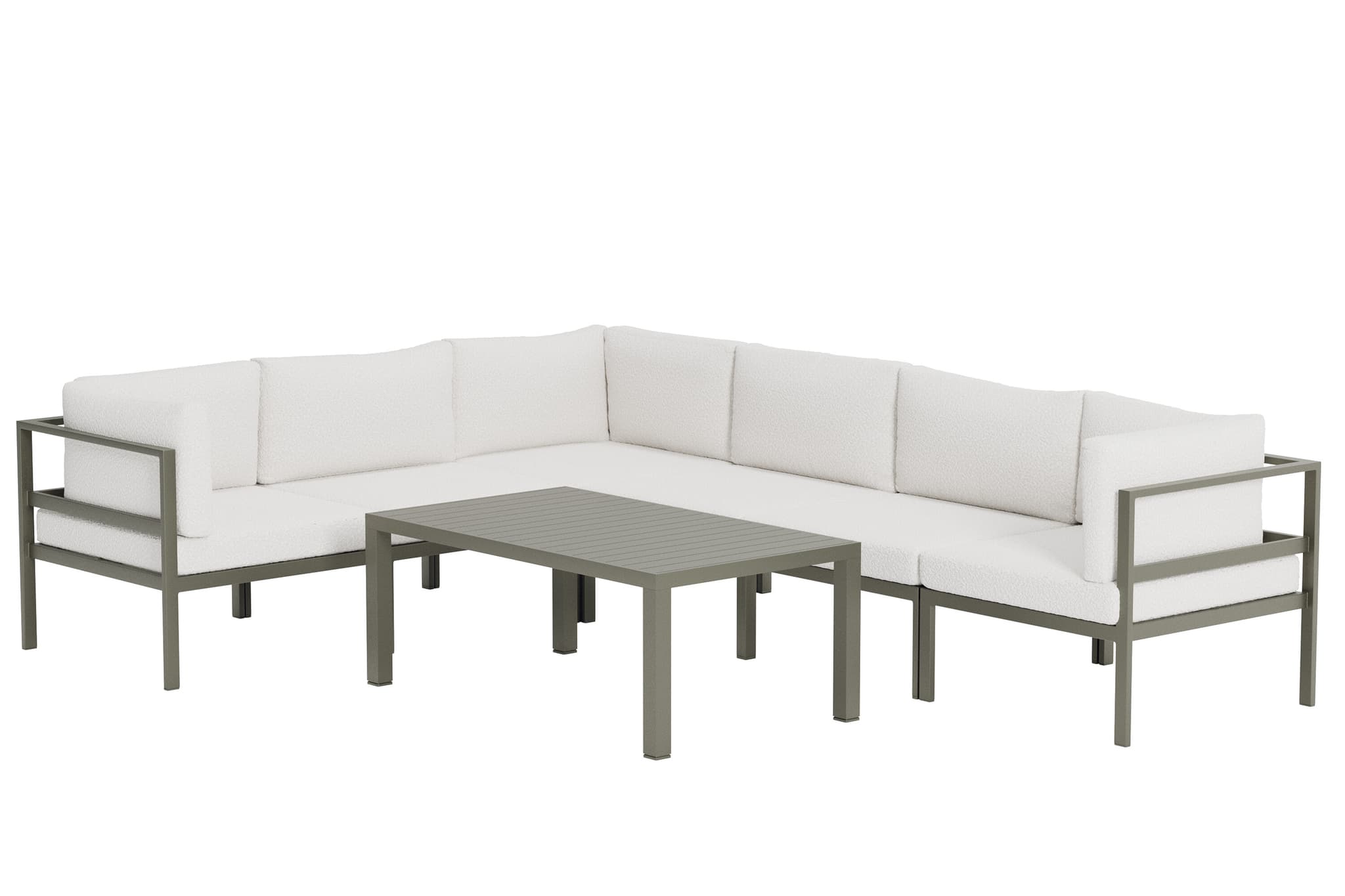 VENTURE HOME Copacabana Hörnsoffa 3 + 3 med Bord - Brun / Vit Bouclé