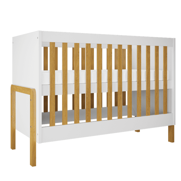 Victor spjälsäng för baby, utan madrass - vit laminat och naturfärgad ek (120x60)