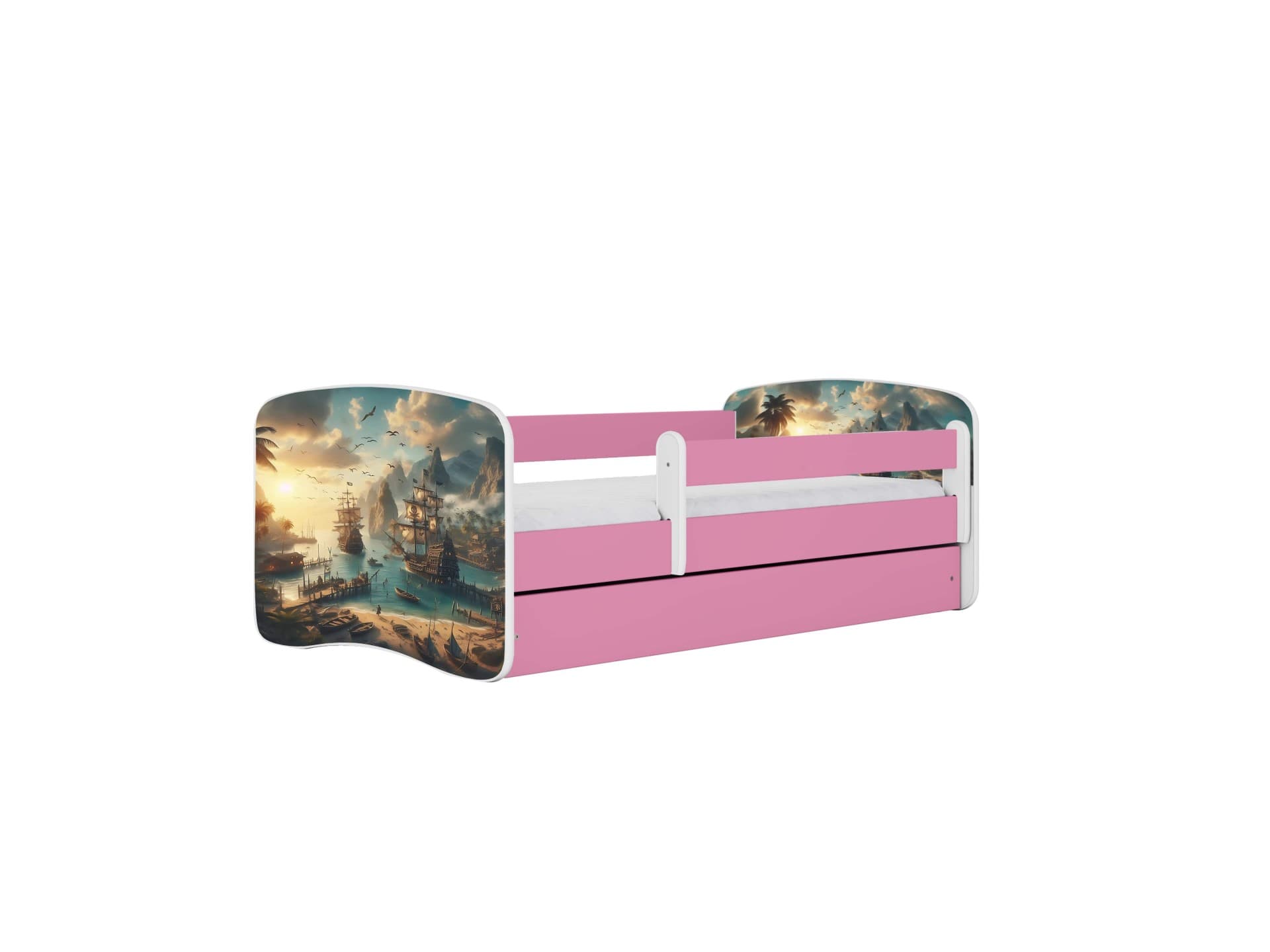 KOCOT KIDS Säng babydreams rosa skepp med låda med madrass 180/80