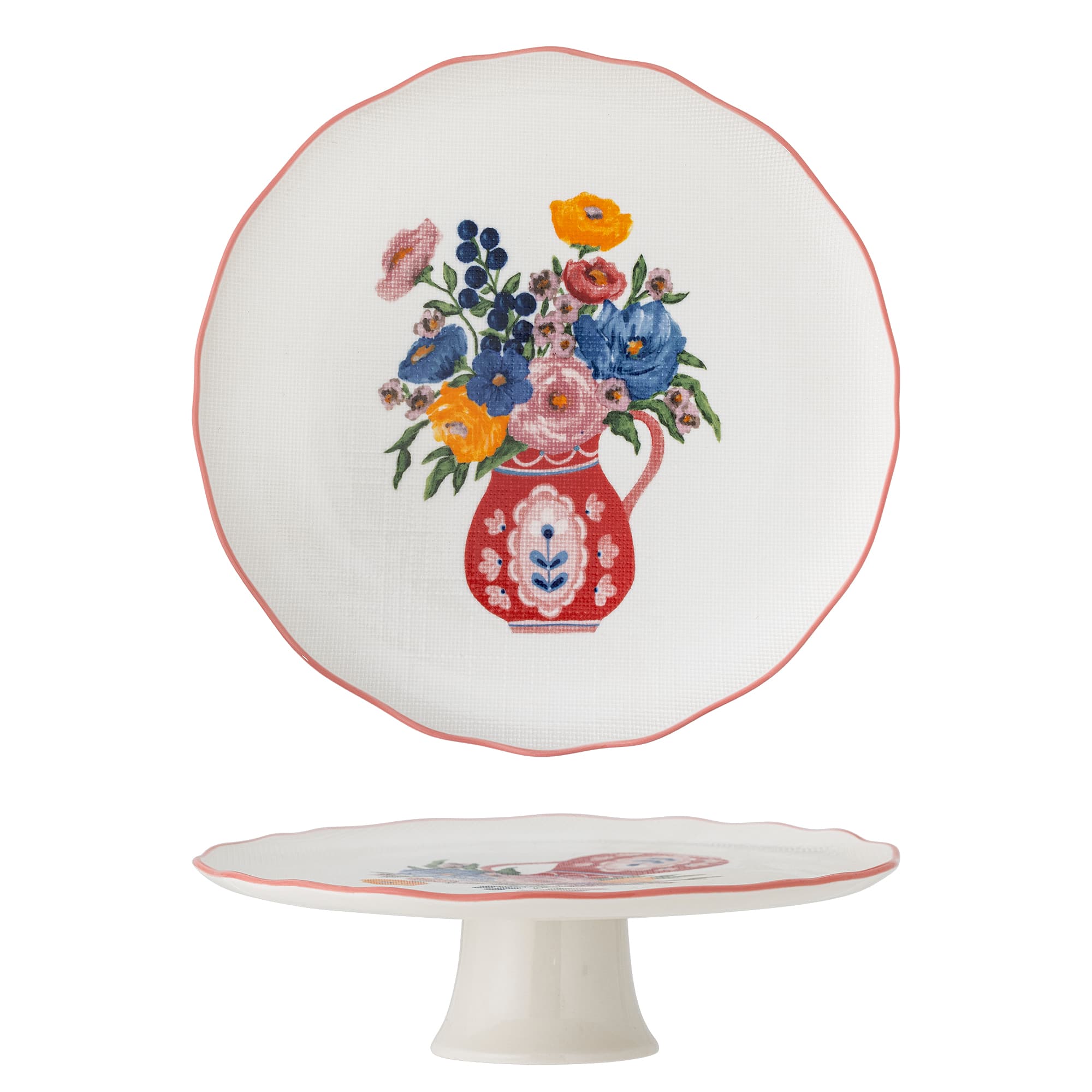 BLOOMINGVILLE Dorothy Tårtfat, Rosa, Stengods