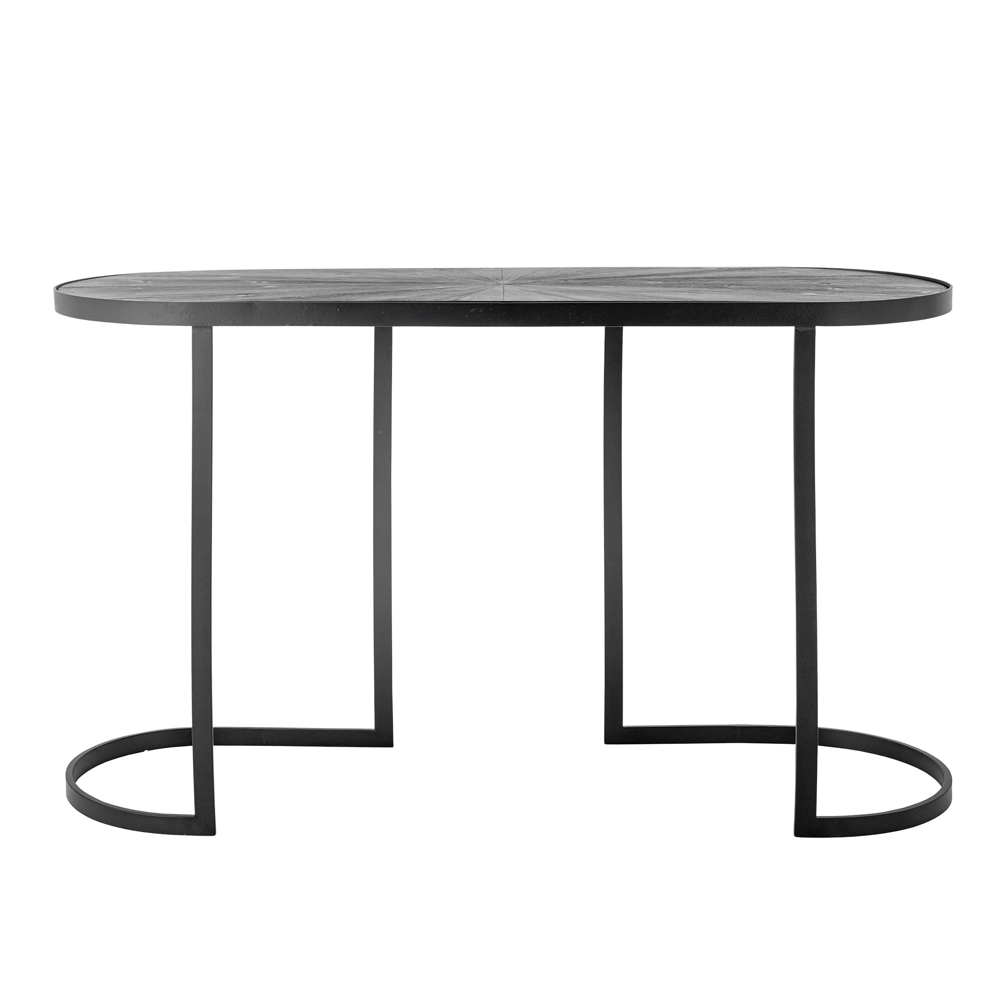 BLOOMINGVILLE Carter konsolbord, ovalt - svart furu och svart metall (110x38,5)