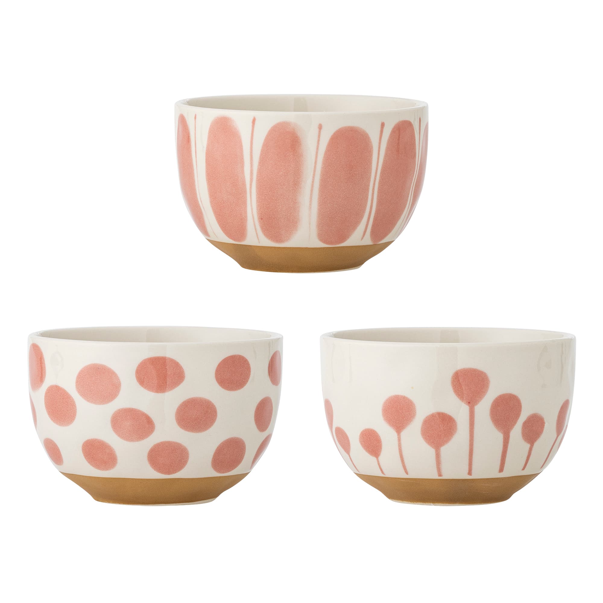 CREATIVE COLLECTION Linora Skål, Rosa, Stengods (D12,5xH8 cm, Set om 3)