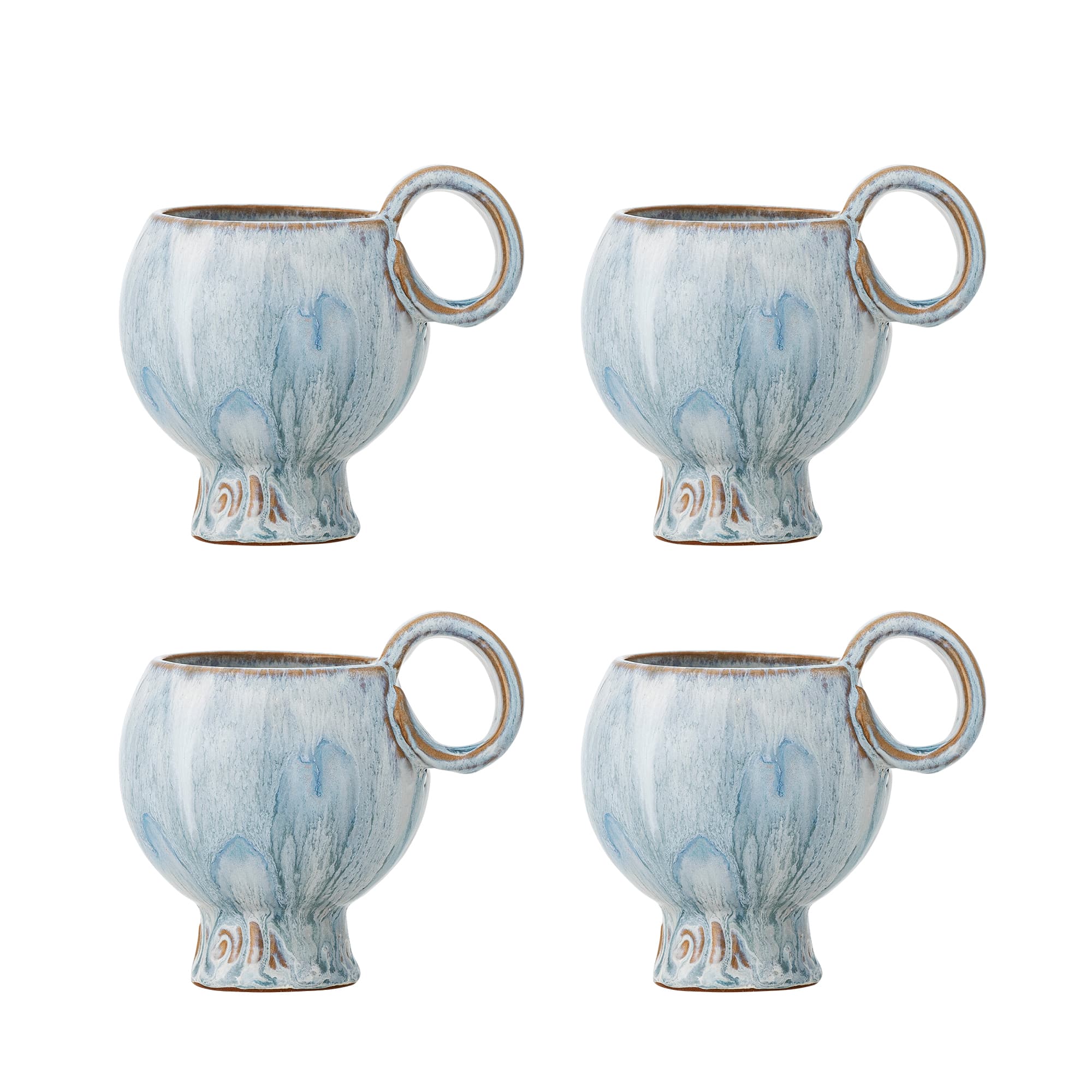 BLOOMINGVILLE Avonlea Kopp, Blå, Stengods (D9xH10,5 cm, Set om 4)