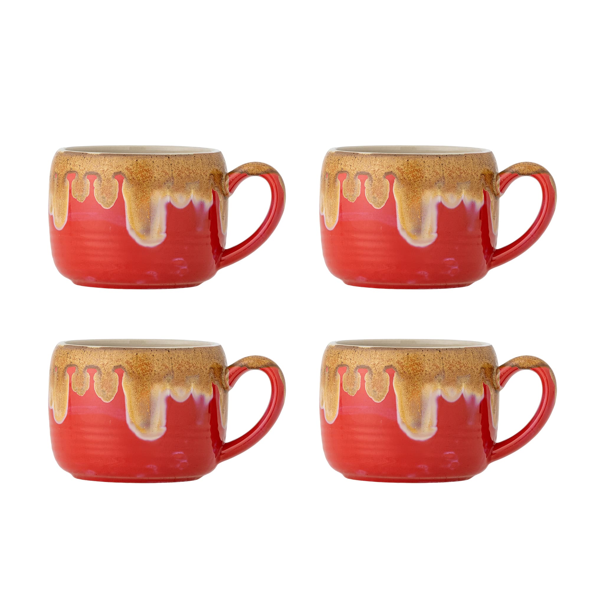 BLOOMINGVILLE Sheen-mugg, röd, stengods (D10,5xH8 cm, set om 4)