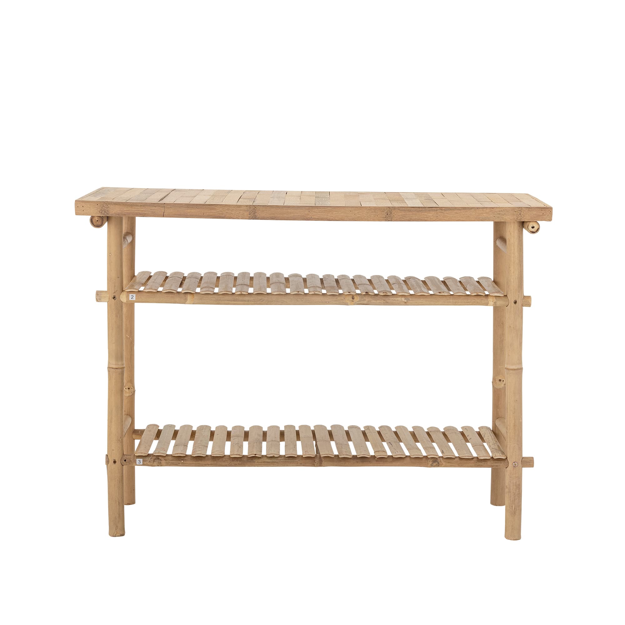 BLOOMINGVILLE Sole sidobord, med 2 hyllor - naturlig bambu (100x40)