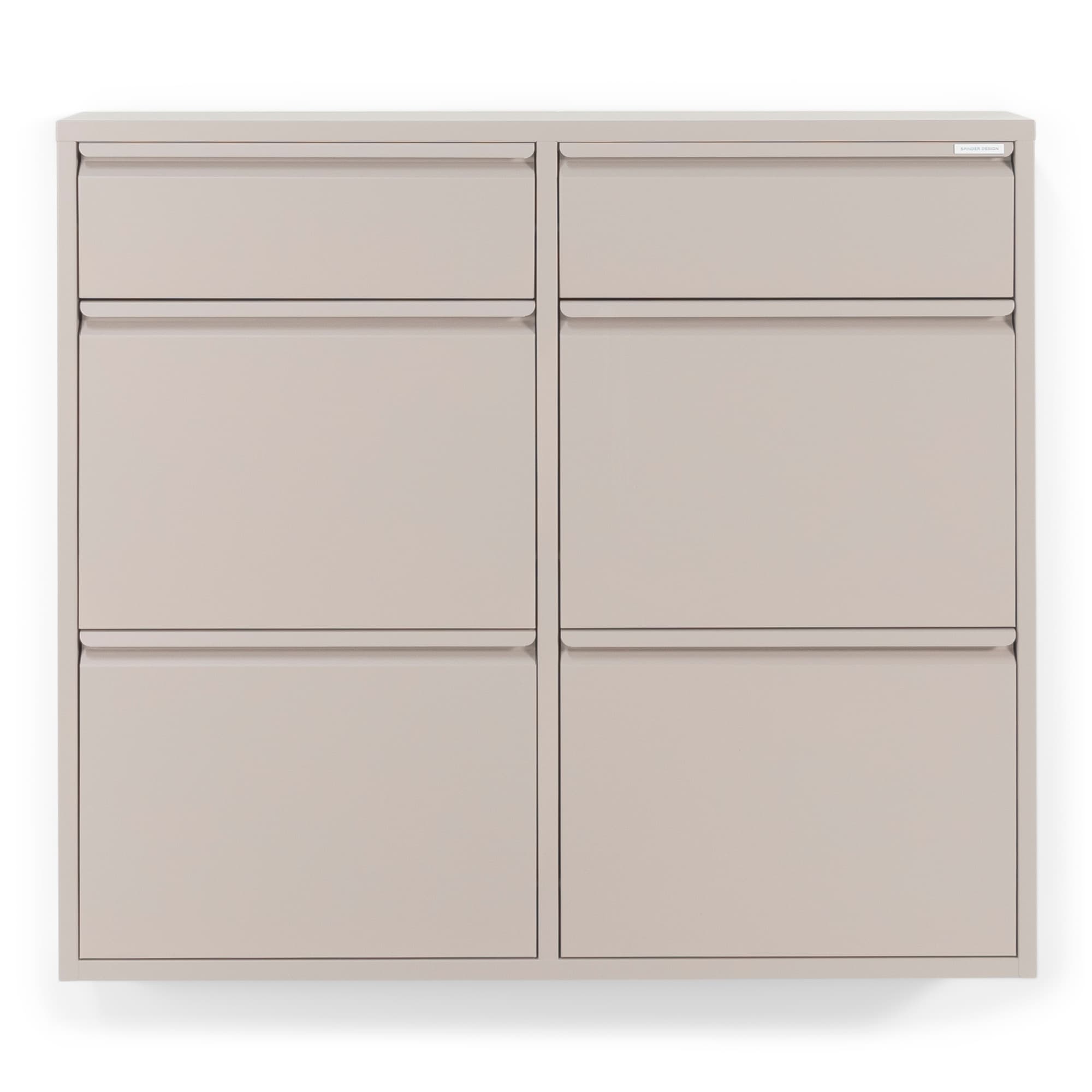 SPINDER DESIGN BILLY 6 skoskåp, w. 6 dörrar - silkeslent taupe stål