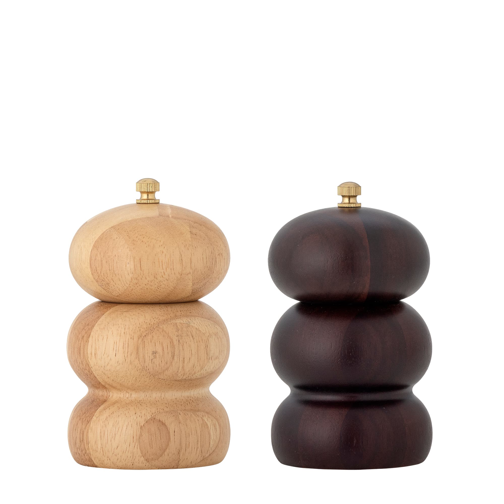 BLOOMINGVILLE Marge salt- och pepparkvarn, naturlig, gummiträ (D7,5xH13 cm, set om 2)