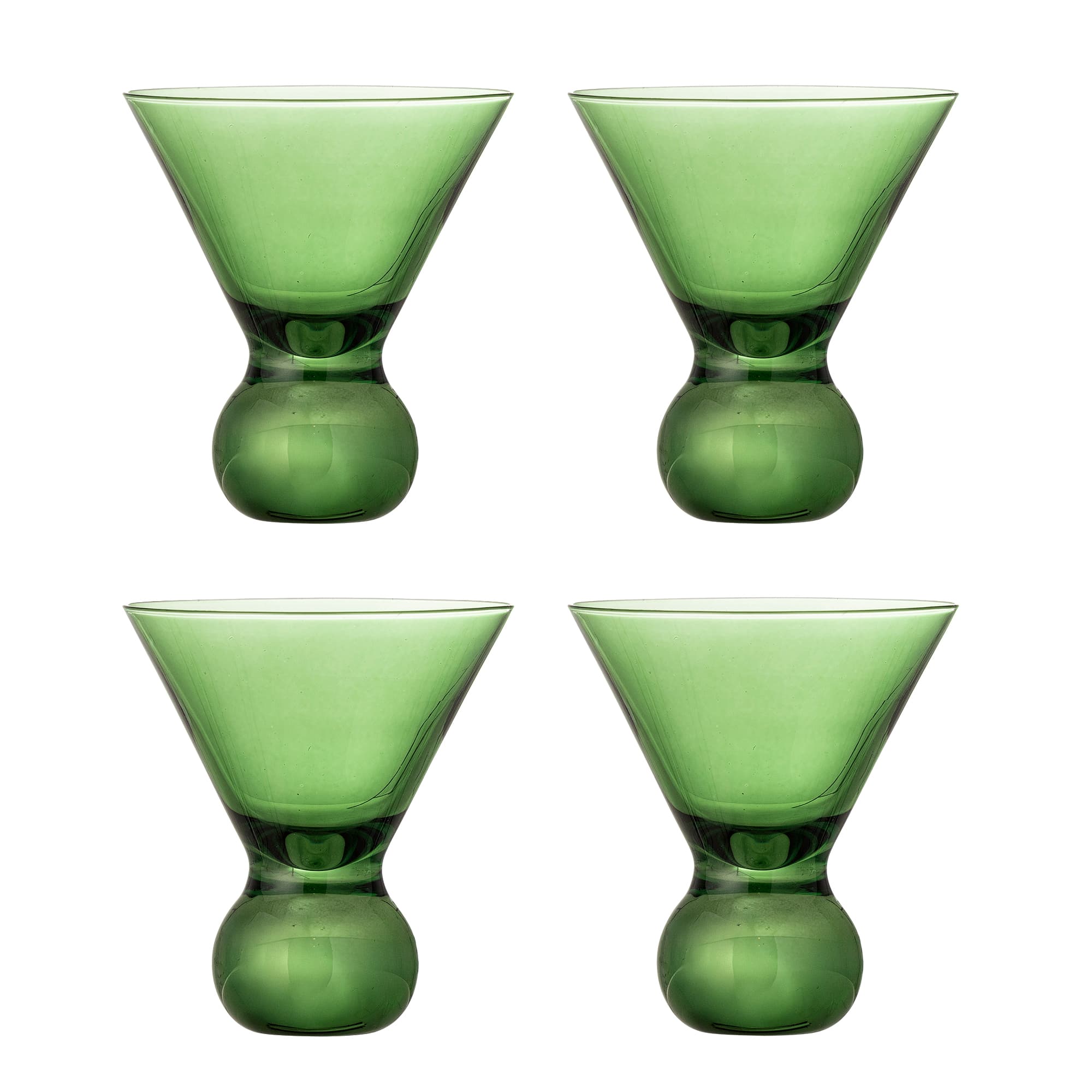 BLOOMINGVILLE Corliss Cocktailglas, Grönt, Glas (D9,5xH11 cm, Set om 4)