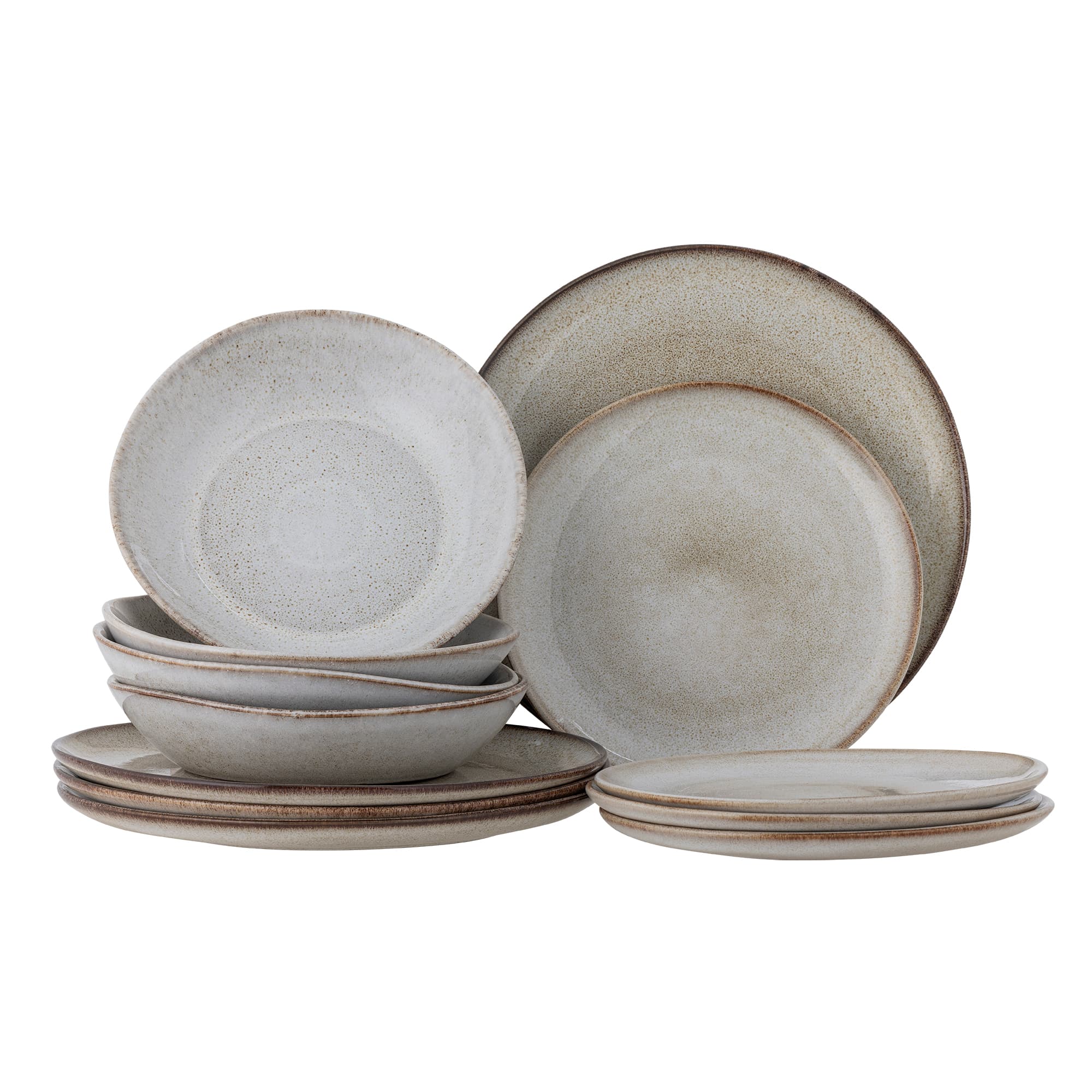 BLOOMINGVILLE Sandrine servisset - naturligt stengods (set med 12)