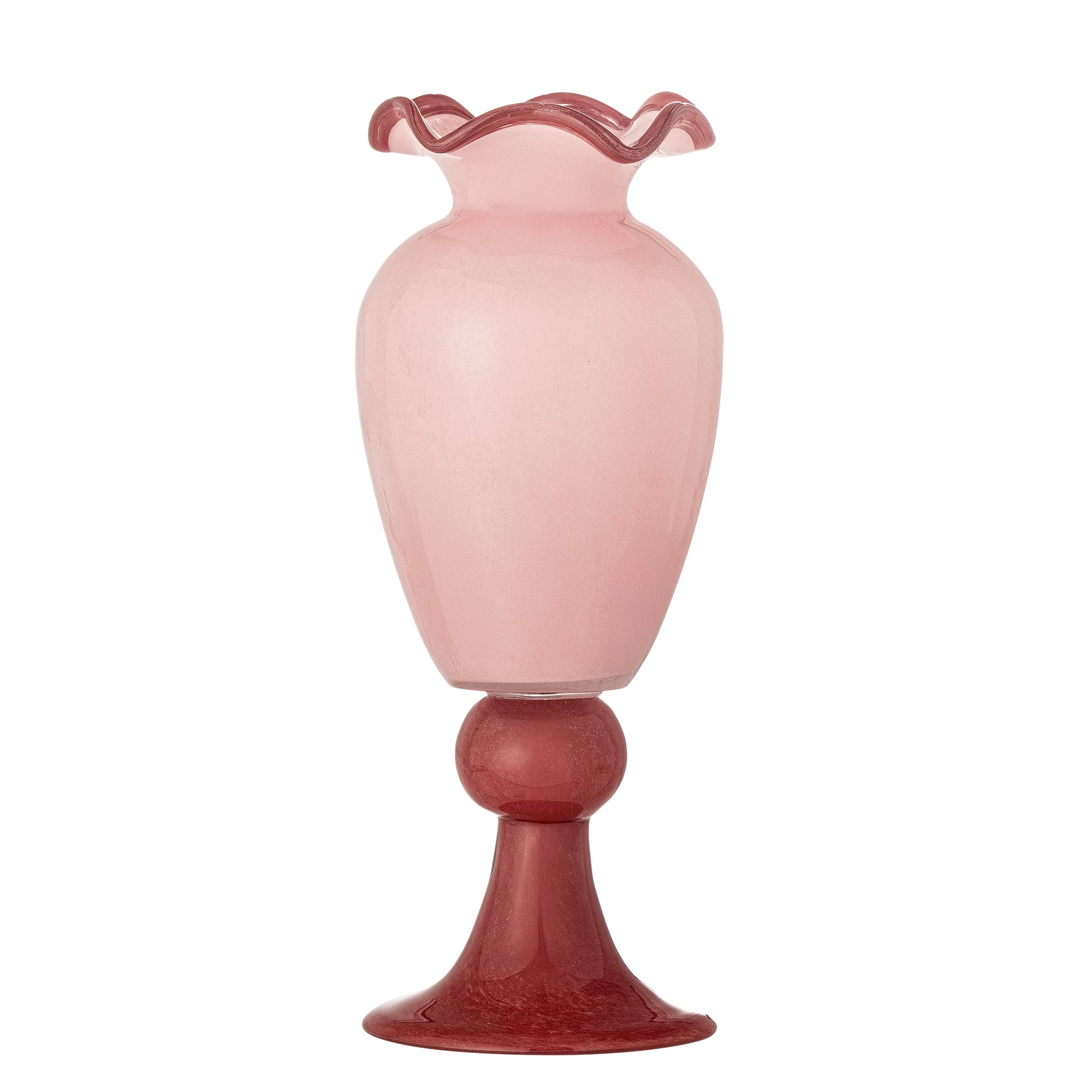 BLOOMINGVILLE Frills Vas, Rosa, Glas (D14xH34 cm)