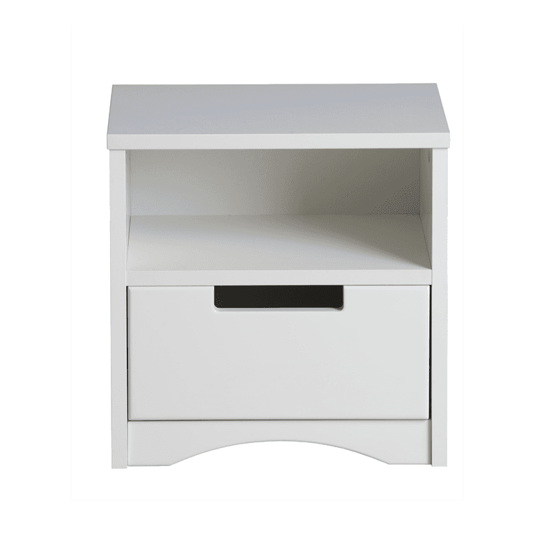 Classic sängbord för barn, med 1 fack och 1 låda - vit laminat och MDF (39,5x30,5)