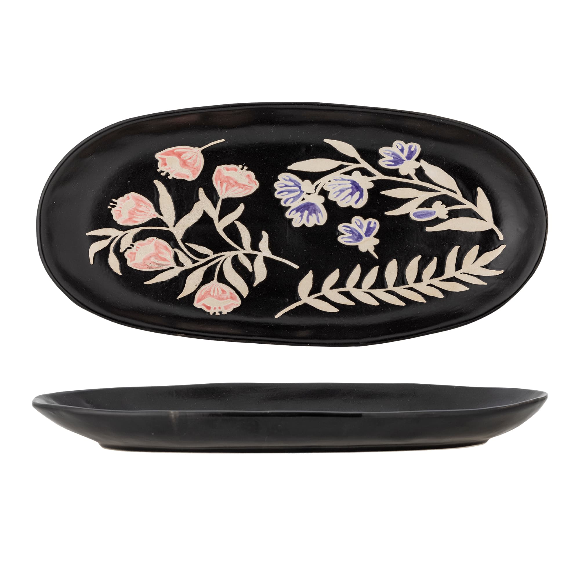 BLOOMINGVILLE Amberly serveringsbricka, svart, stengods (L41xH4xB19,5 cm)