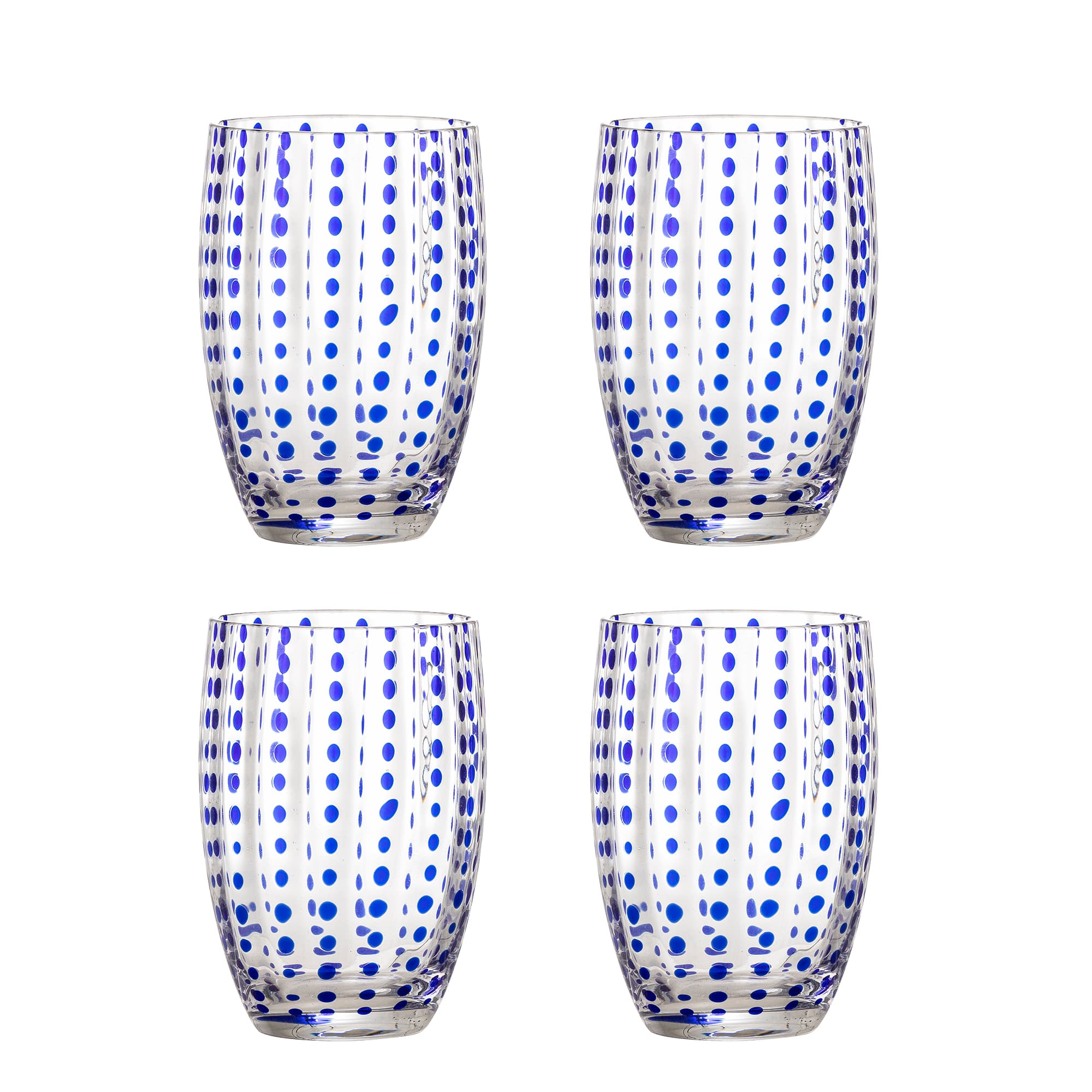 BLOOMINGVILLE Brinley dricksglas, blått, glas (D7,5xH11 cm, set om 4)