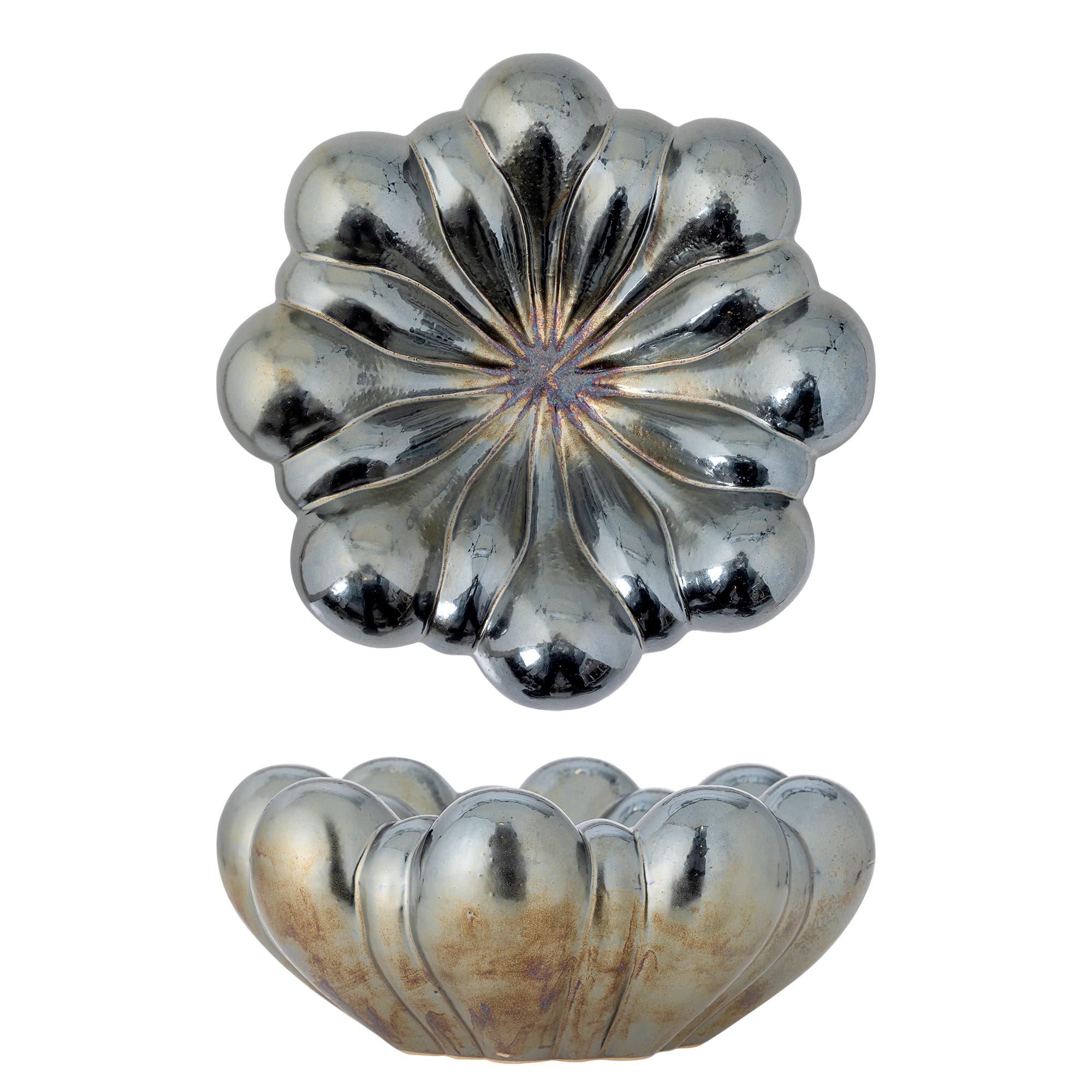 BLOOMINGVILLE Sheeran Skål, Silver, Stengods (D31,5xH14 cm)