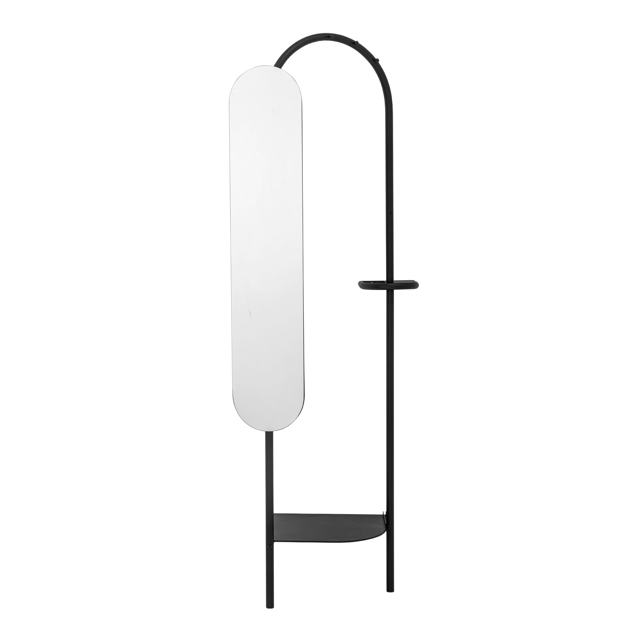 BLOOMINGVILLE Belen klädställ, w. justerbar spegel och 1 hylla - spegelglas och svart metall