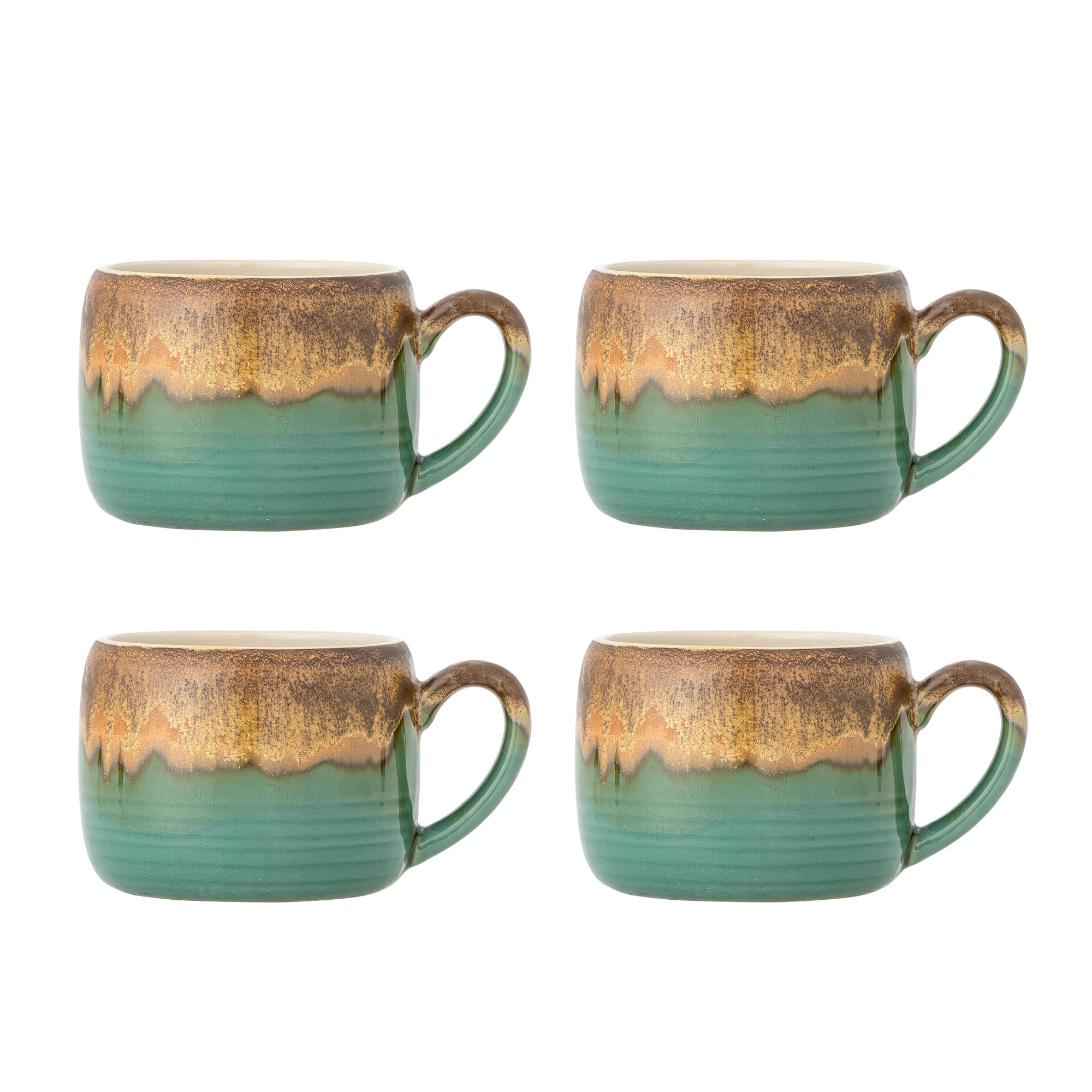 BLOOMINGVILLE Sheen-mugg, grön, stengods (D10,5xH8 cm, set om 4)