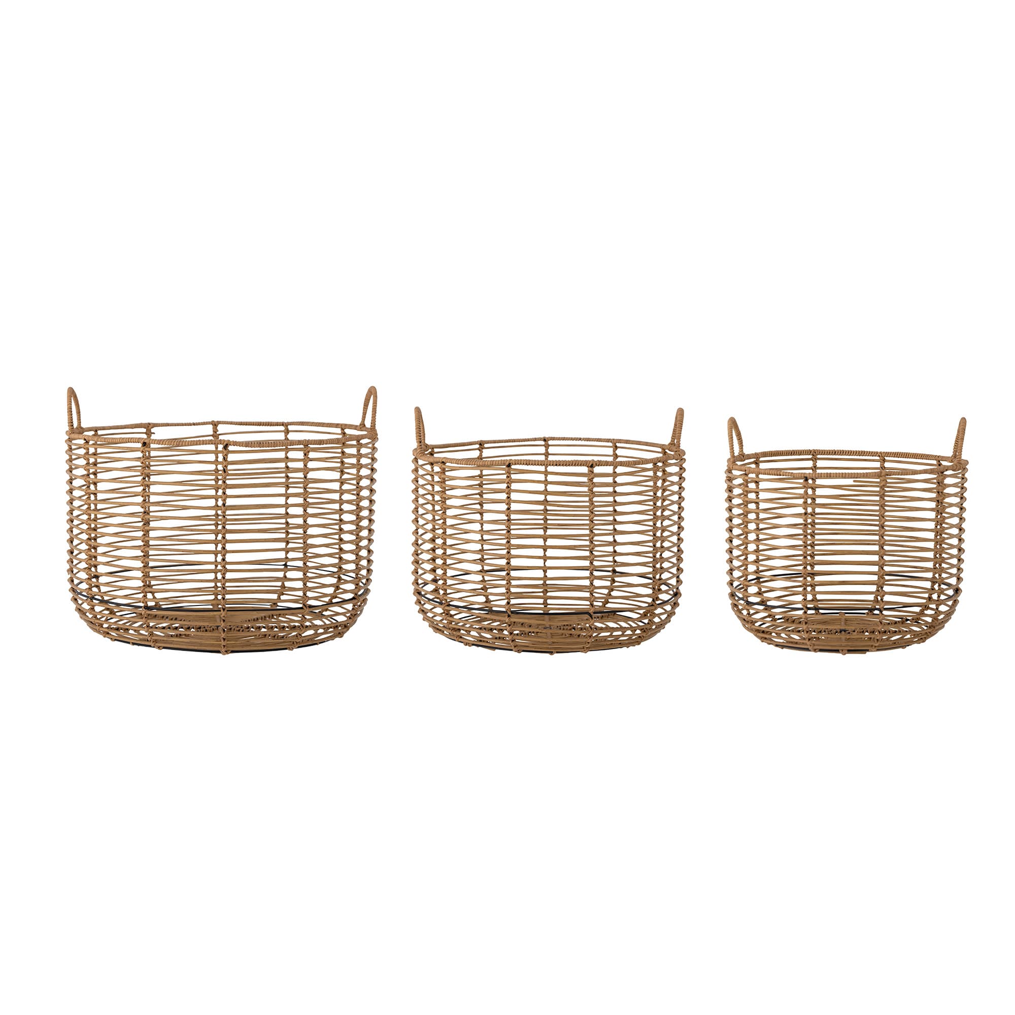 BLOOMINGVILLE Mekkel korg, med handtag - naturlig polyrattan (set om 3)