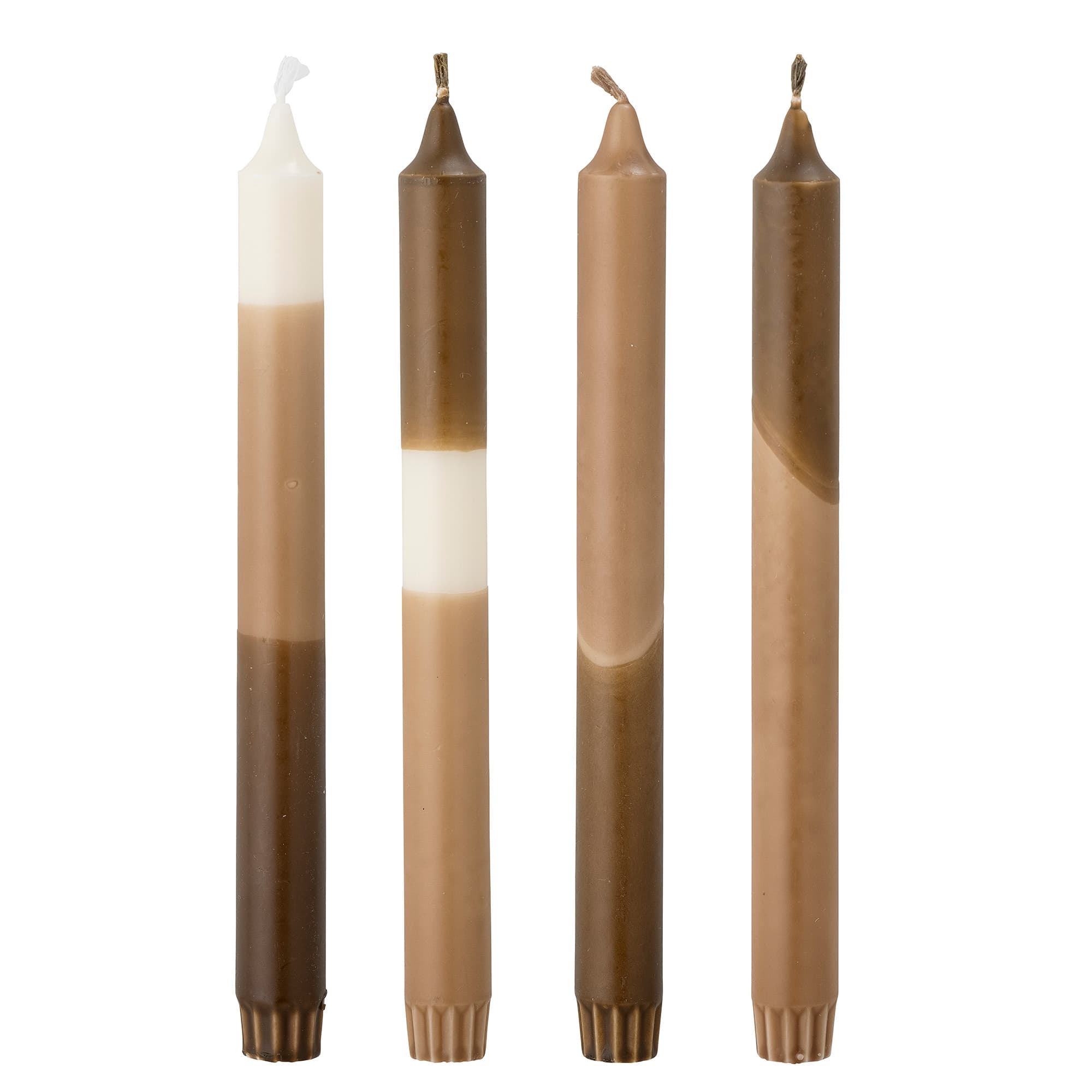 BLOOMINGVILLE Dip Dye-ljus, brunt, paraffin, set om 4, D2,2xH25 cm