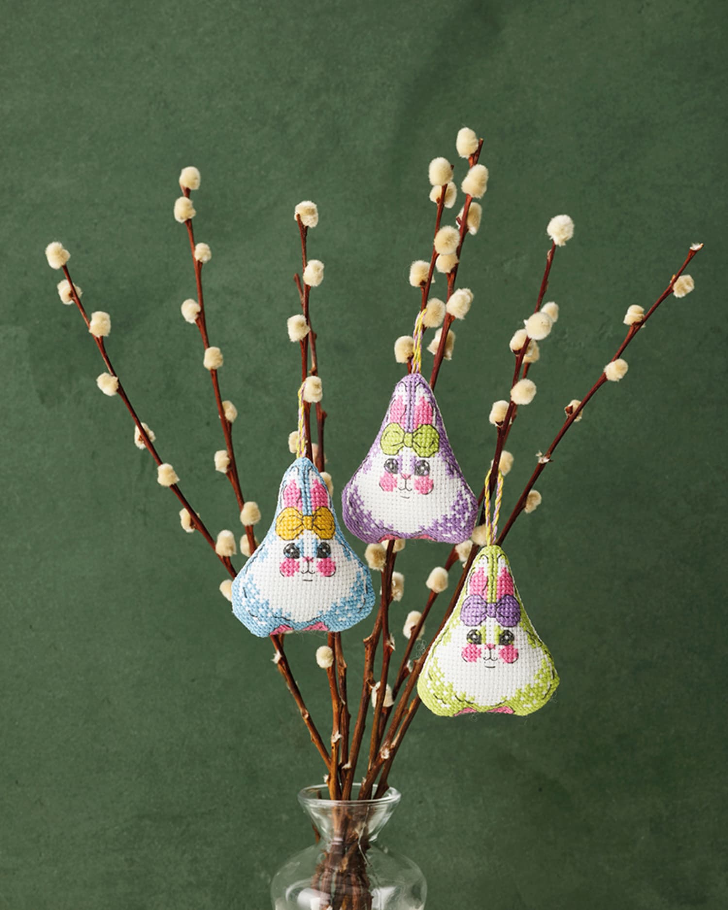 Permin Broderikit - Påskharar med rosett 3pk - 01-3446
