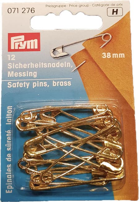 Säkerhetsnålar 12 st - Guld 38 mm 071276