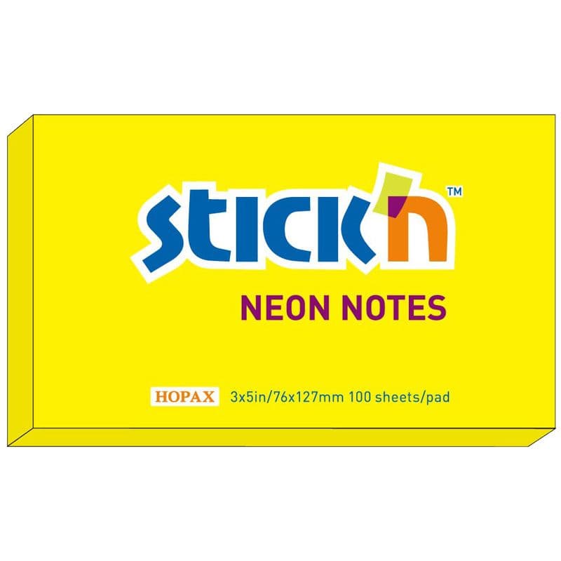Självhäftande Post-it - Neonblock 76x127 100 ark Gul - 21135