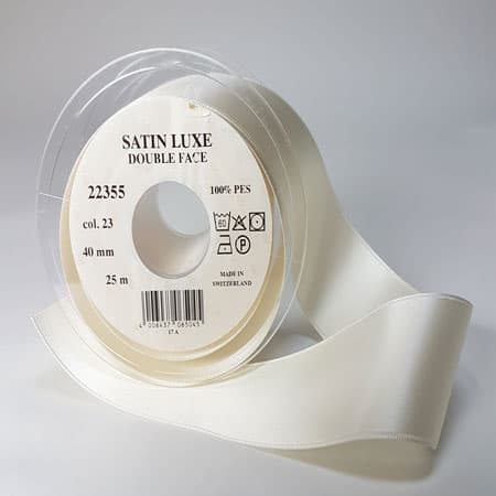 Satinband/Silkesband - Rå Vit satinband - nr 23 40 mm