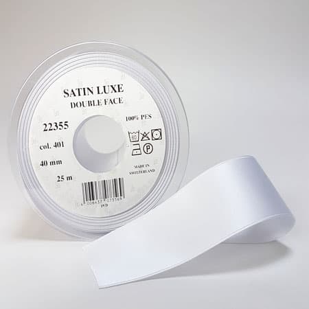 Satinband/Silkesband - Vit satinband - nr 401 40 mm