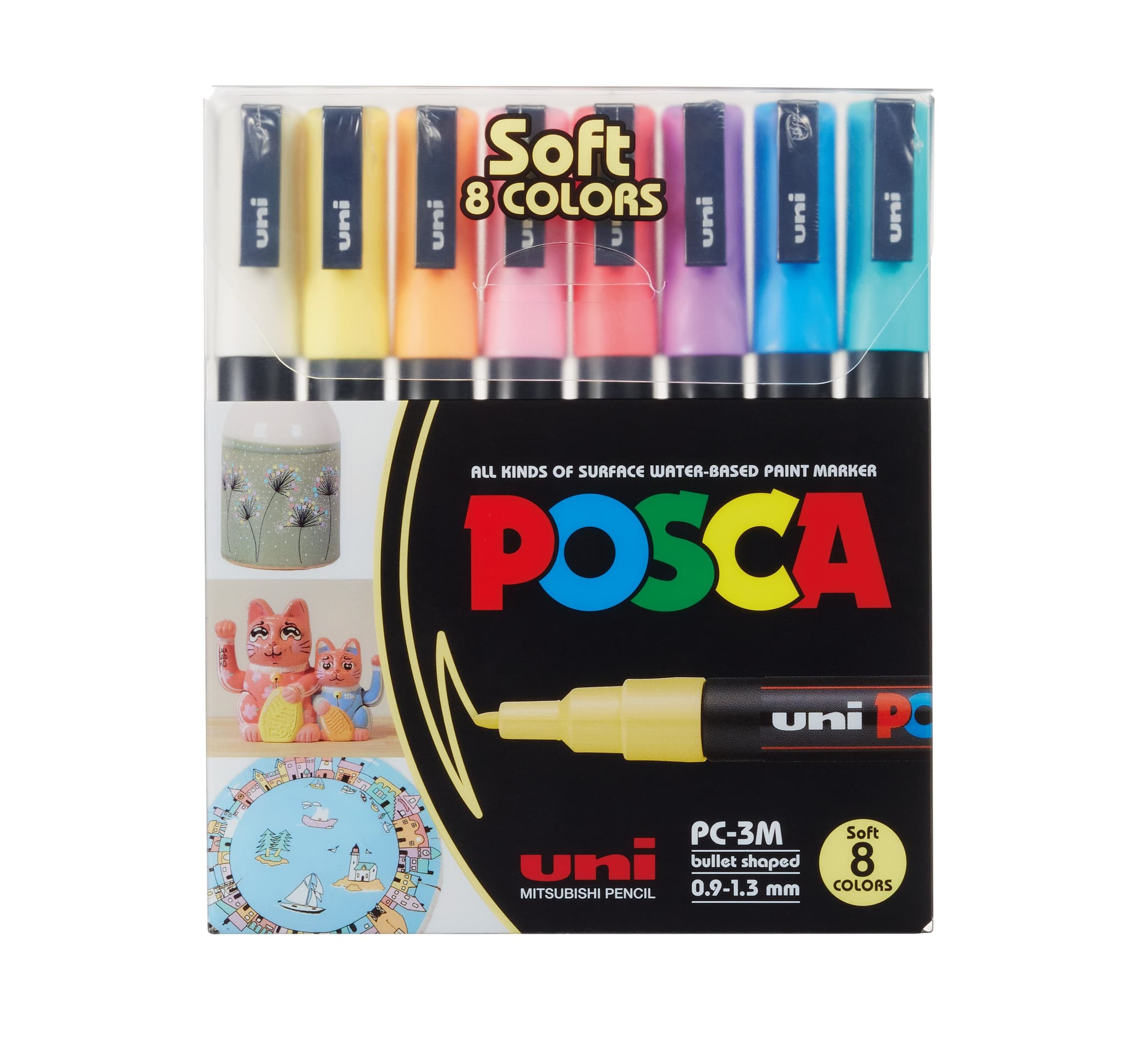 Uni Posca Markers PC-3M 8 ST Soft Colors Ass. Färger 0,9 - 1,3 mm - 401612
