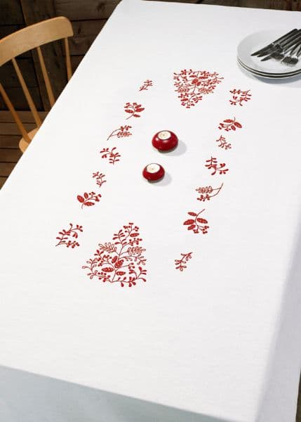 Påritad broderi jul - röda grenar 58-1600