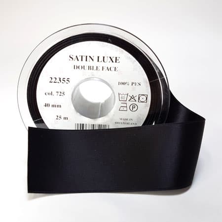 Satinband/Silkesband - Svart satinband - nr 725 16 mm