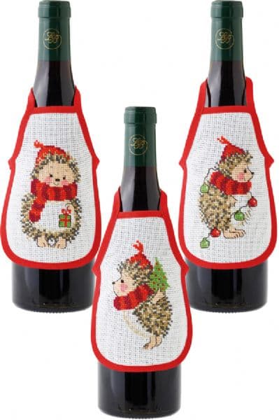 Permin broderikit - Flaskförkläde med igelkottar 78-2238