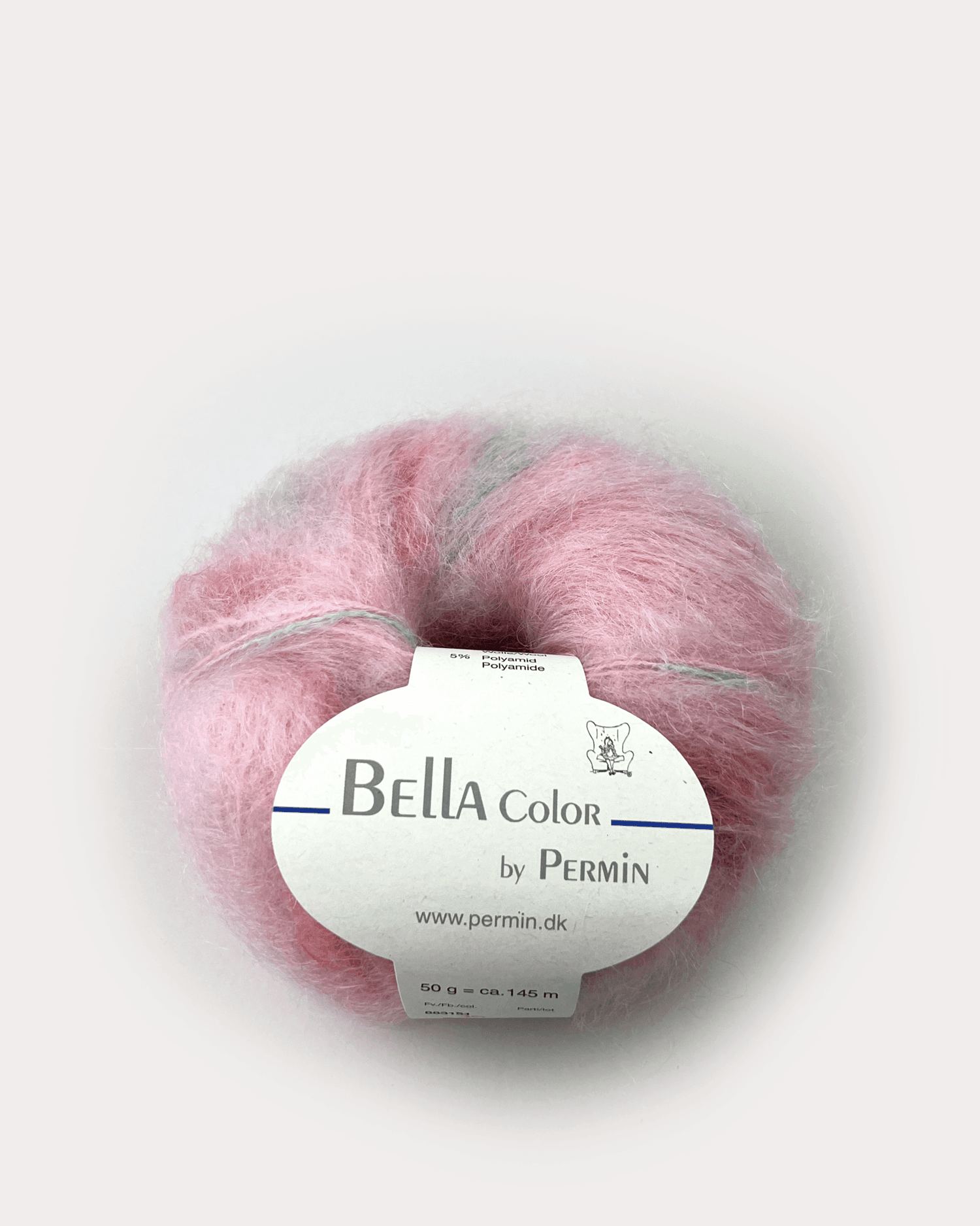 Bella Permin garn - Mohairgarn med ullgarn & polyamid - fv 883184 Color Blek rosa