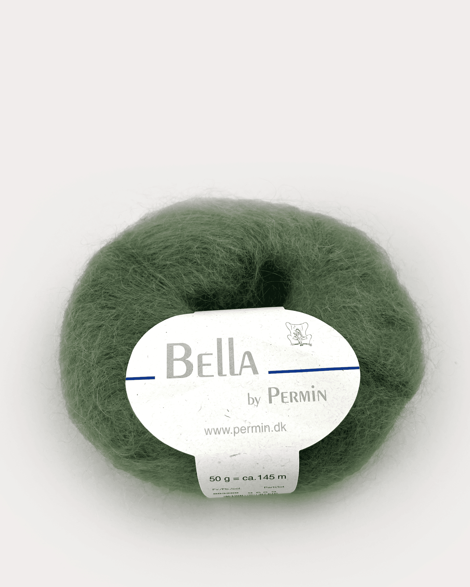 Bella Permin garn - Mohairgarn med ullgarn & polyamid - fv 883287  Mosgrön