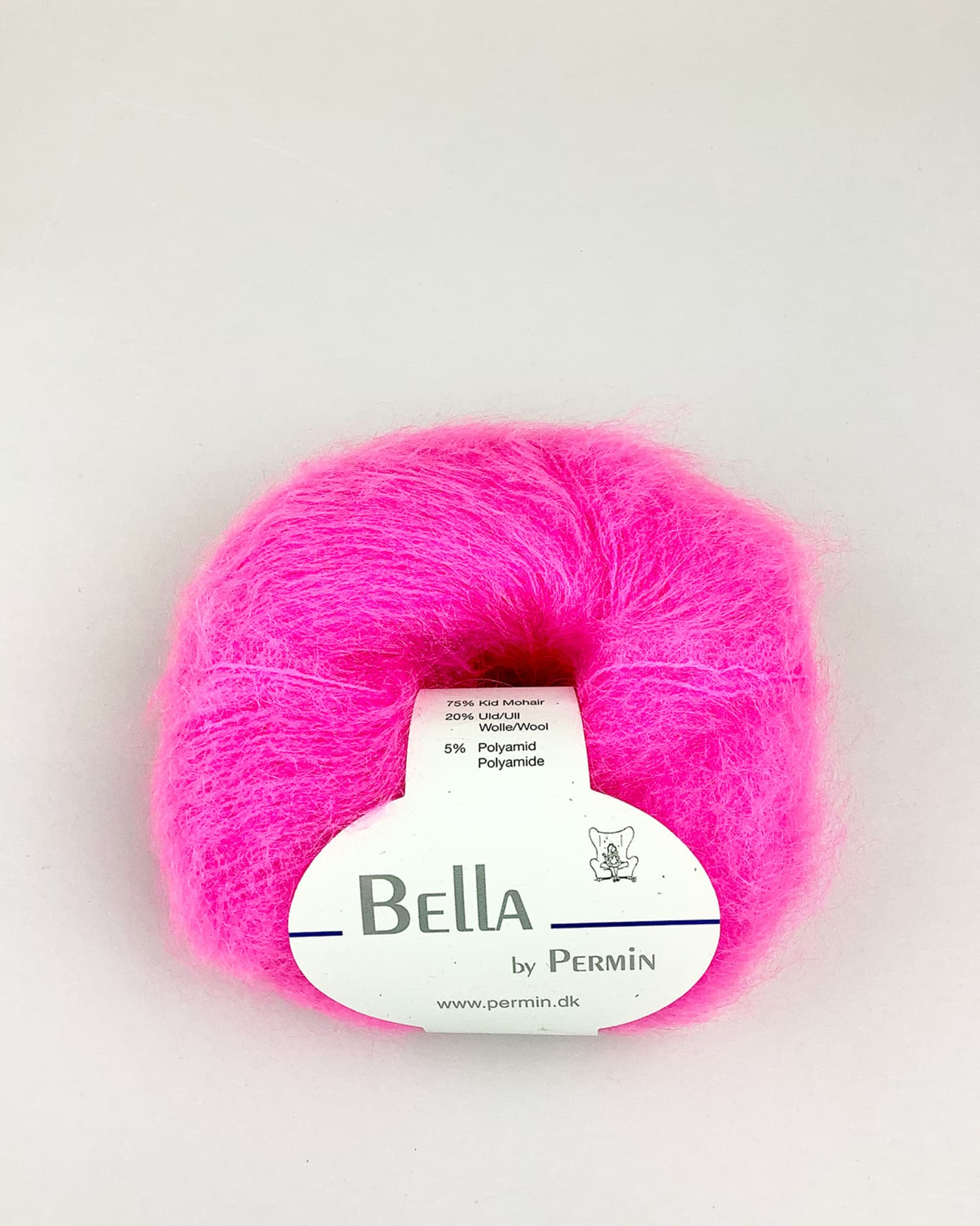 Bella Permin garn - Mohairgarn med ullgarn & polyamid - fv 883292 Neon pink