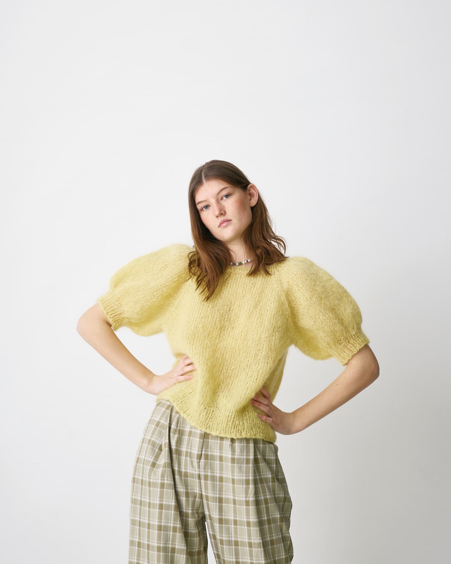 Bella stickmönster Raglan blus med korta puffärmar 893264 Str L