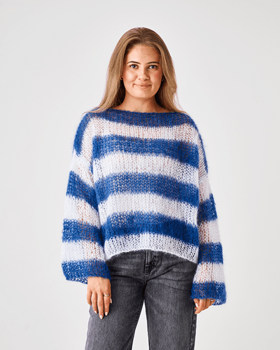 Stickmönster/stickkit Tröja med ränder i Bella Mohair Garn 893295 Stickkit Tröja med ränder i Bella Mohair Garn Stl S
