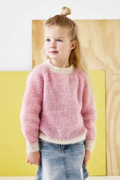 Stickningspaket - Raglan sweater med ränder till barn - 894196 Stickningspaket 8 år - Raglan sweater med ränder till barn - 894196