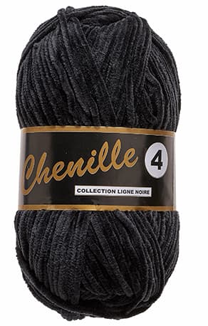 Lammy Chenille 4 50 GR Nallebjörn Garn - 0001 Svart