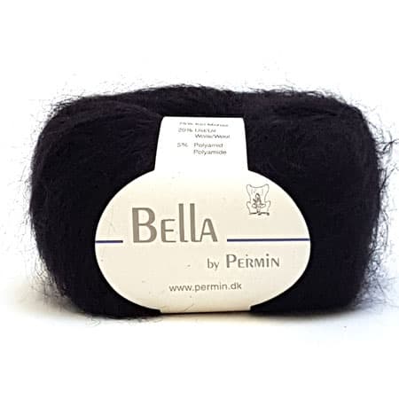 Bella Permin garn - Mohairgarn med ullgarn & polyamid - fv 883210 Svart