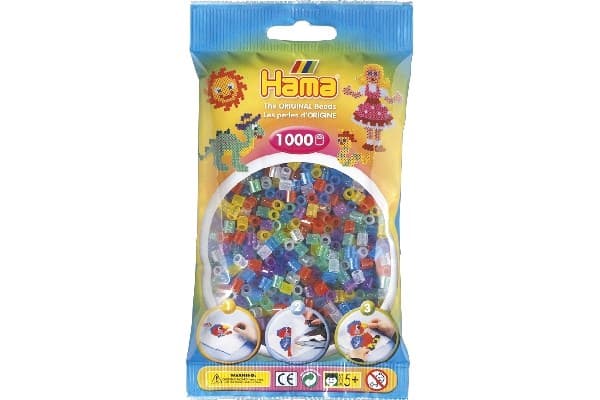 Hama midi, pärlor, 1000 stk - Blandad Neon färger - 207-54