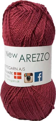 New Arezzo Hjertegarn - Bambusgarn - Hørgarn - Bomuldsgarn - Fv 1522 Mörkröd