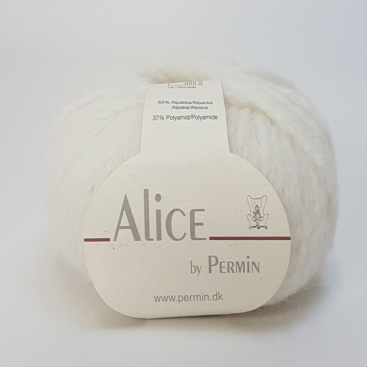 Alice Permin - Alpaca  Ullgarn  - fv 01 Råvit