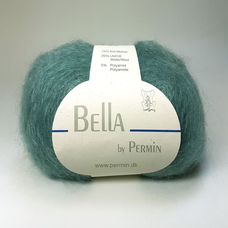 Bella Permin garn - Mohairgarn med ullgarn & polyamid - fv 883240 Patina Grön