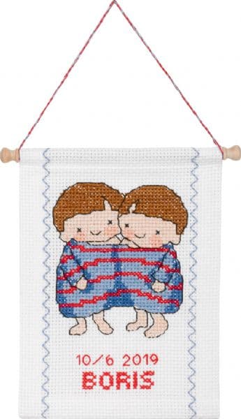 Permin Broderikit Stjärntecken Tvilling 18 x 25 cm - 13-8815