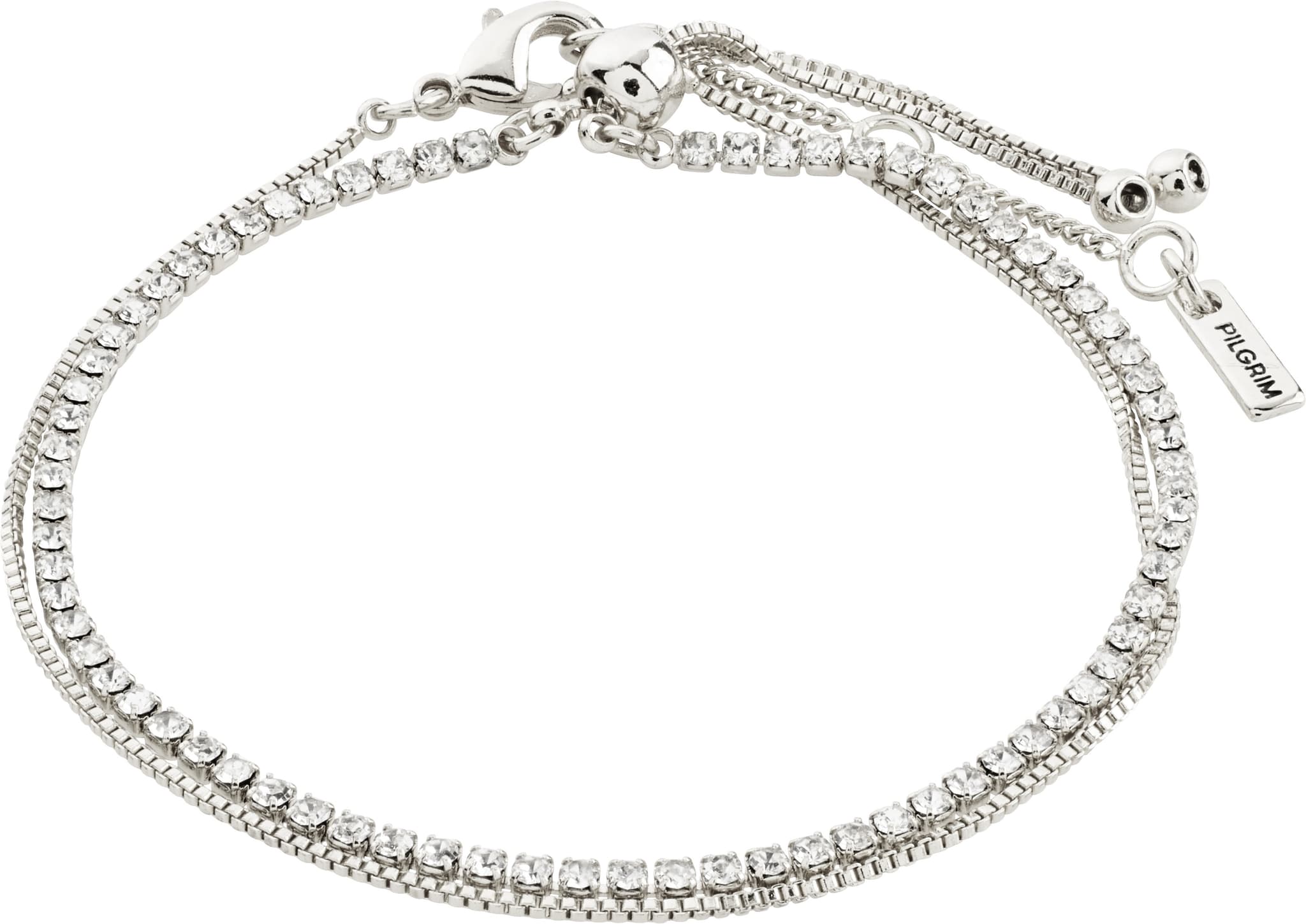 Pilgrim MILLE armbånd med krystaller 2-i-1 632236002 Sølvbelagt